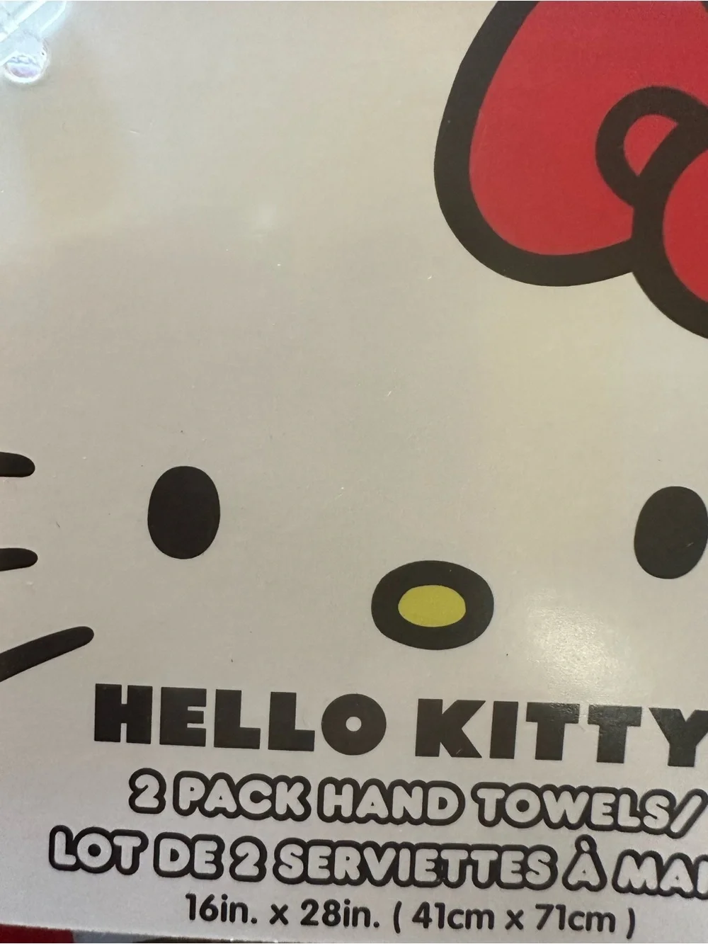 NWT Hello Kitty Embossed Red Hand Towel set, 16”x28”, set of 2